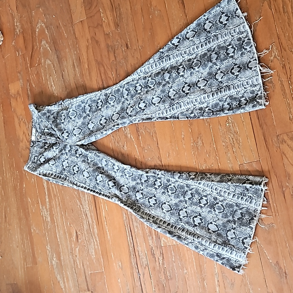 Free People Snake Print Bell Bottoms